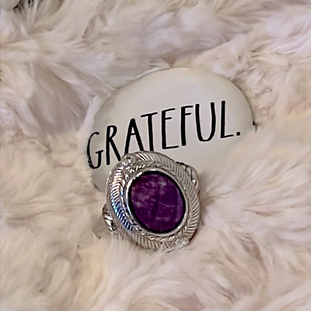 Judith Ripka amethyst amulet style ring, size 11